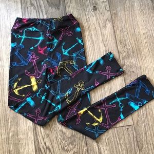 ⚓️ LuLaRoe Kids Multicolor Unisex Ship Anchor Leggings, L/XL